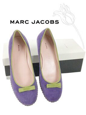 Marc Jacobs Velvet Flats with Gross Grain Bow Detail